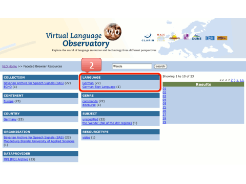 Using the VLO to identify relevant language resources