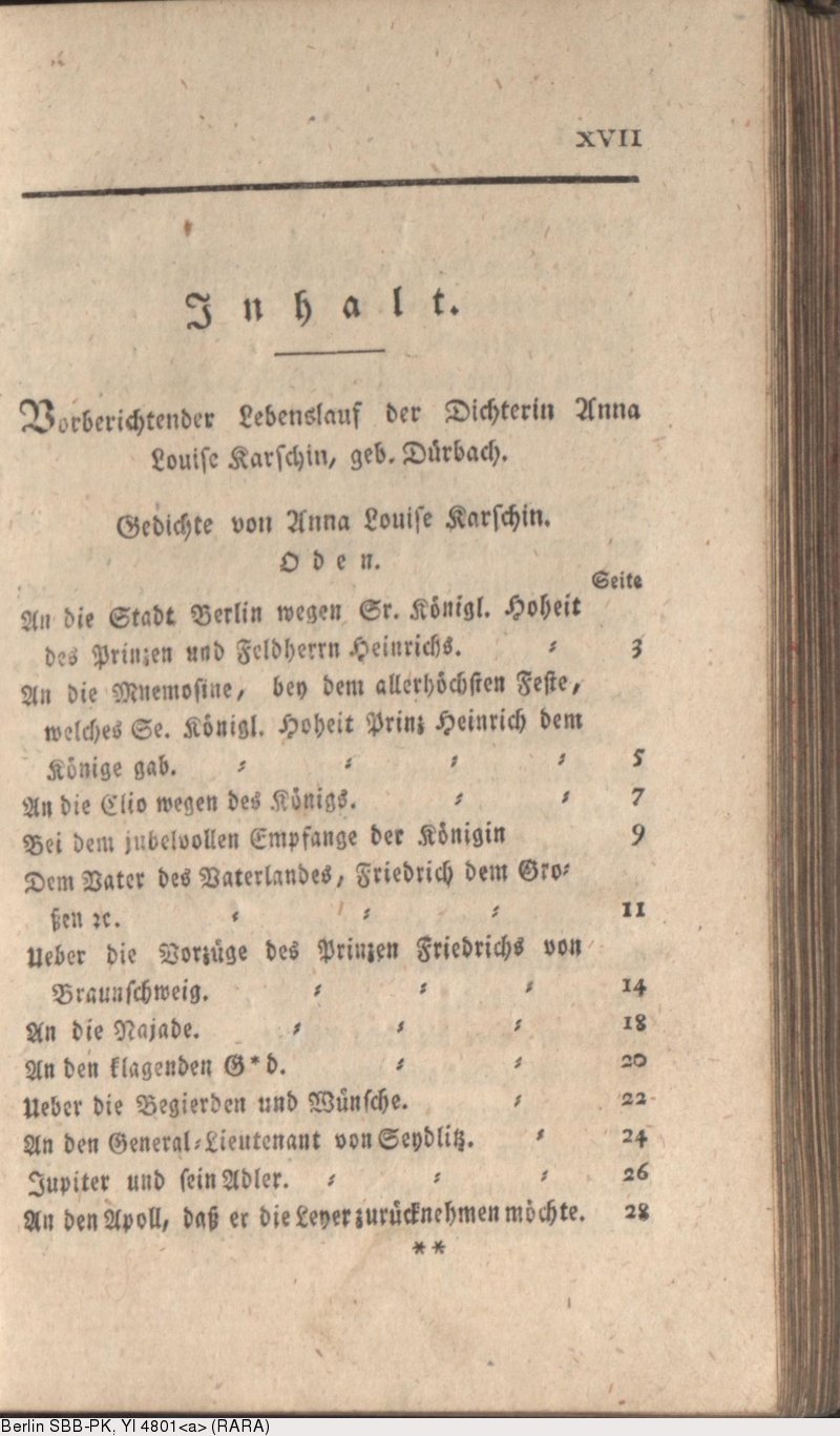 Deutsches Textarchiv Karsch Anna Luise Gedichte Berlin 1792