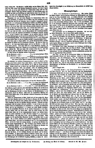 Humboldt, Alexander von: [Erwiderung auf Carl Ritters Ansprache bei dem Fest zum 40. Jahrestag der Rückkehr aus Amerika]. In: Magazin für die Literatur des Auslandes, Bd. 26, Nr. 103 (1844), S. 412.