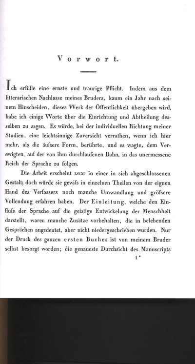 Humboldt, Alexander von: Vorwort. In: Humboldt, Wilhelm von: Über die Kawi-Sprache auf der Insel Java. Bd. 1. Berlin, 1836, S. [III]-X