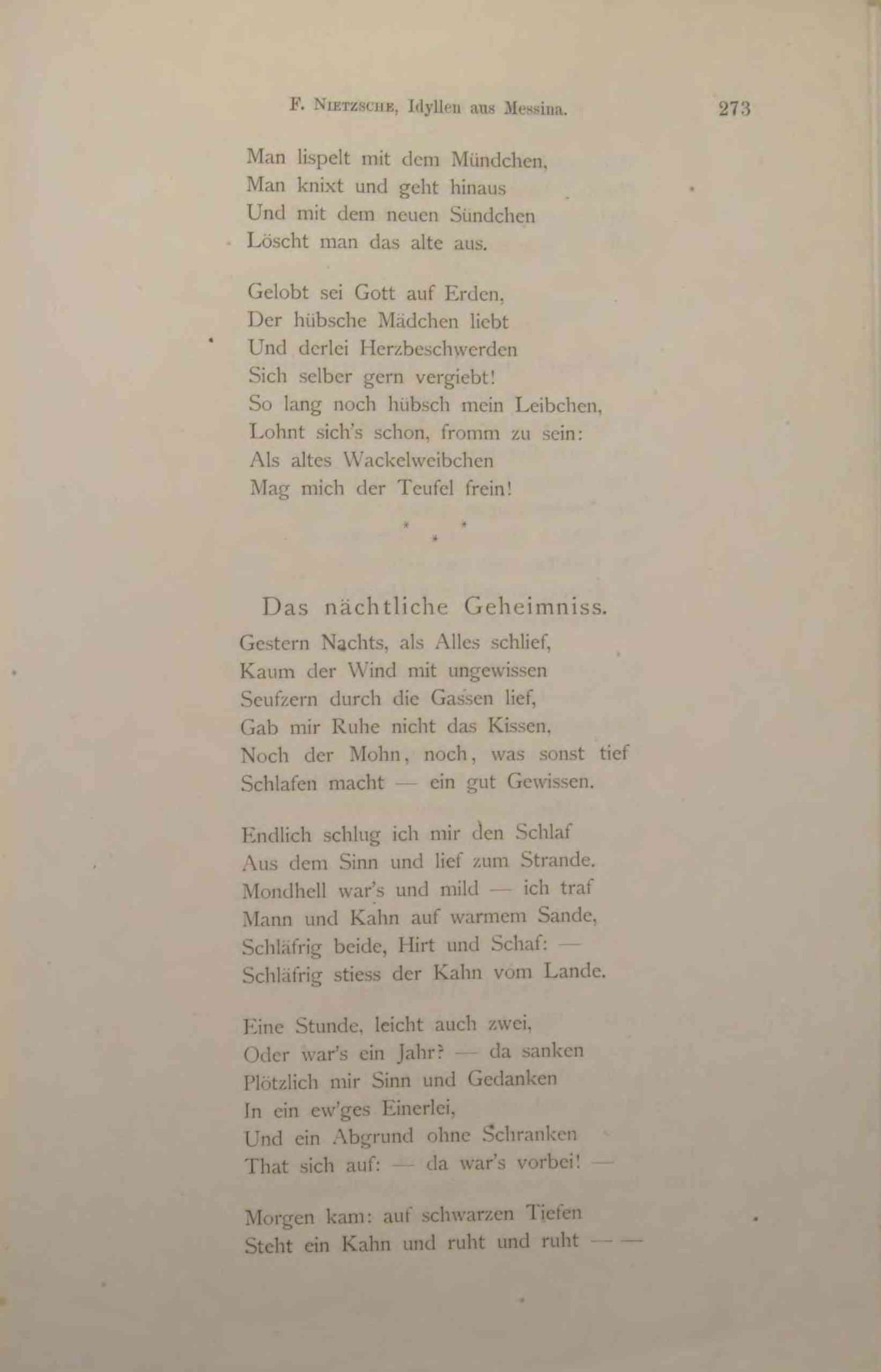 Deutsches Textarchiv – Nietzsche, Friedrich: Idyllen aus Messina. In:  Internationale Monatsschrift, Bd. 1,5. Chemnitz, 1882, S. 269-275.
